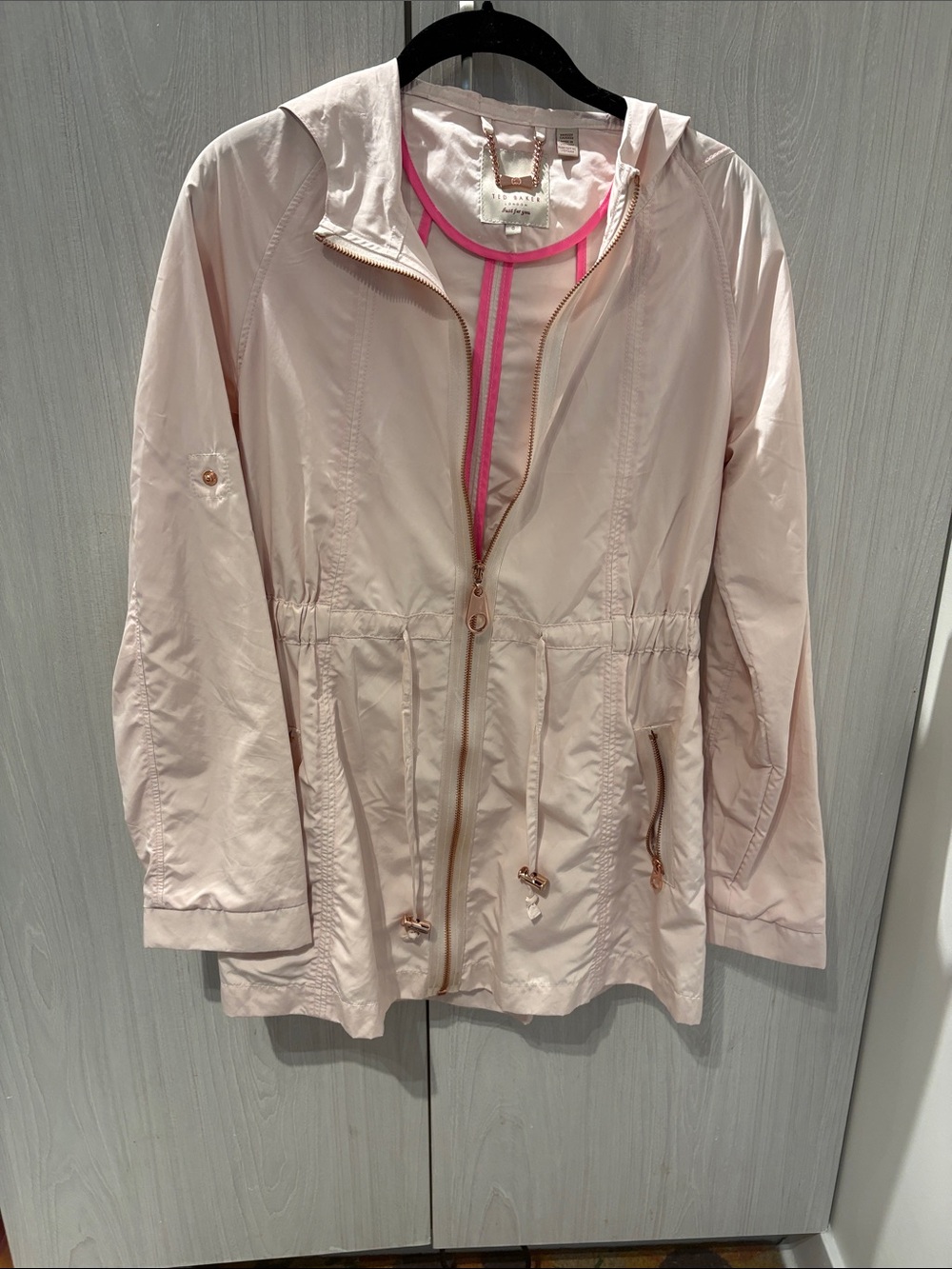 Ted Baker Light Pink Hooded Anorak Jacket with Pink Trim